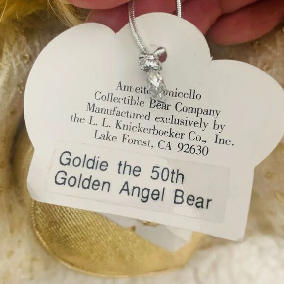 Goldie The 50th Golden Angel‎ Bear 14" Bear by Annette Funicello Knickerbocker - Picture 7 of 12